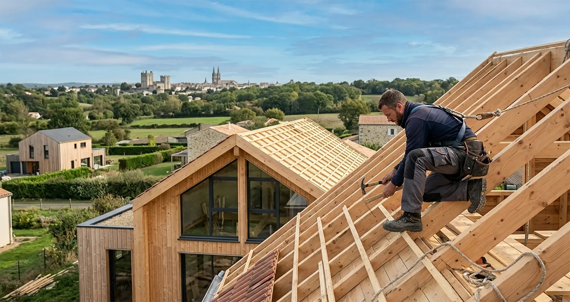 Intervention couvreur sur maison à ossature bois