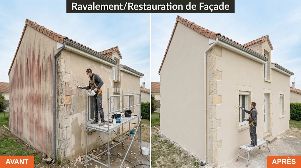 Avant Après ravalement de façade et peinture de maison